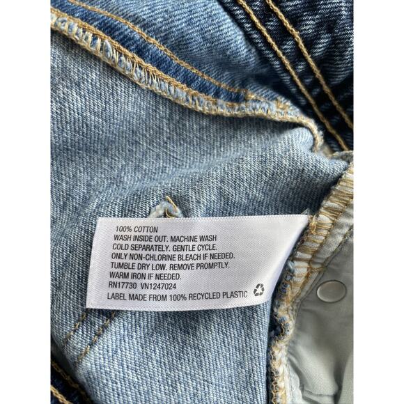 Wild Fable Patchwork Cut Off Shorts High Rise Button Fly Blue Denim Jean Short 4 - Picture 4 of 9